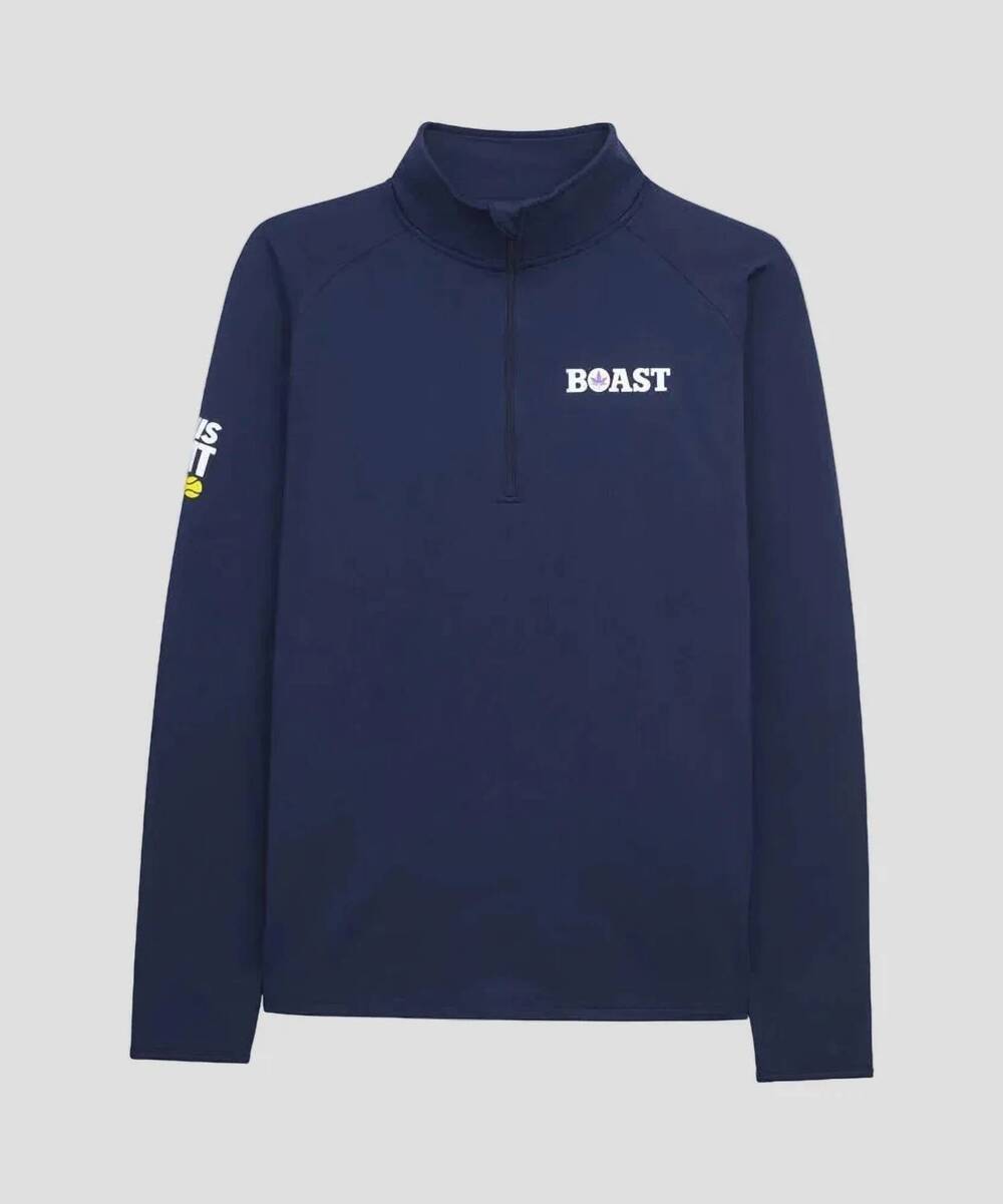 NEW BOAST men's garden cup quarter zip sweatshirt in navy